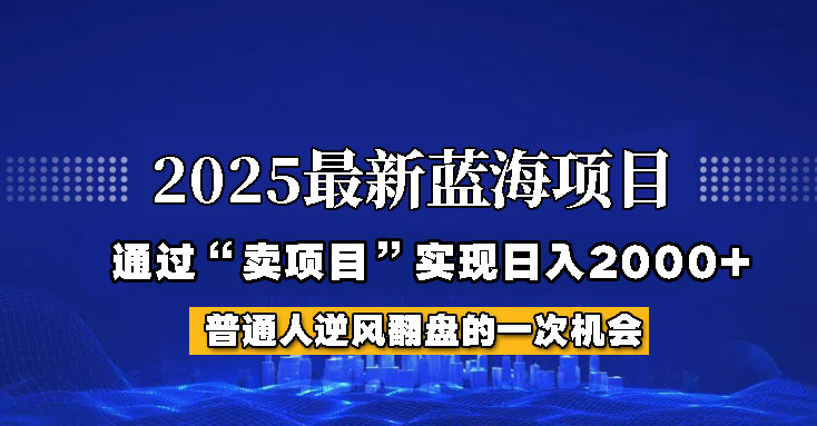 2025年蓝海项目，如何通过“网创项目”日入2000+-巴七创客网