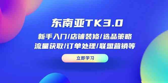 东南亚TK3.0：新手入门/店铺装修/选品策略/流量获取/订单处理/联盟营销等-巴七创客网