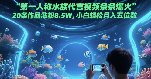 第一人称水族代言视频条条爆火，20条作品涨粉8.5W，小白轻松月入五位数-巴七创客网