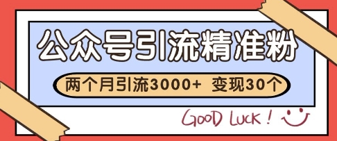 公众号精准粉引流玩法，2个月3000+精准粉，变现30个W【揭秘】-巴七创客网