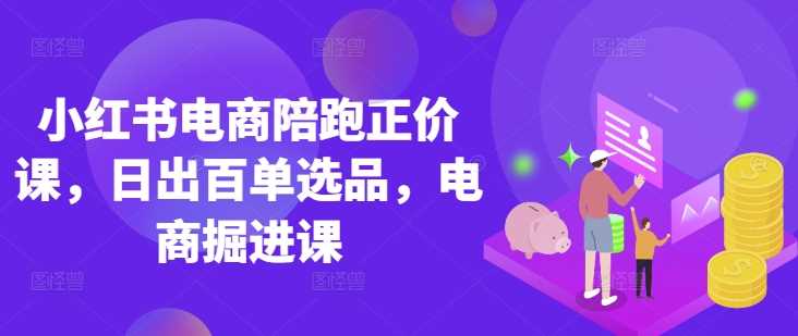 小红书电商陪跑正价课，小红书官方认证电商讲师教学，日出百单选品，电商掘进课-巴七创客网