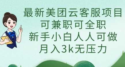 最新美团云客服项目，可兼职可全职，新手小白人人可做，月入3k无压力-巴七创客网
