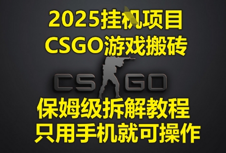 2025挂G项目，CSGO游戏搬砖，保姆级拆解教程，只用手机就可操作【揭秘】-巴七创客网