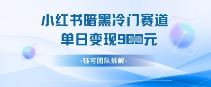 小红书冷门”暗黑”赛道，单日收益多张-巴七创客网