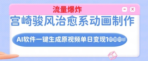 宫崎骏风治愈系动画制作，AI软件一键生成原创视频流量爆炸，单日变现多张，详细实操流程-巴七创客网