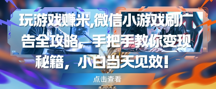 玩游戏挣米，微信小游戏刷广告全攻略，手把手教你变现秘籍，小白当天见效-巴七创客网