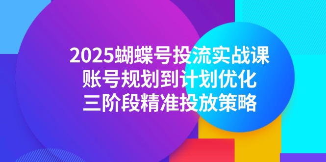 2025蝴蝶号投流实战课，账号规划到计划优化，三阶段精准投放策略-巴七创客网