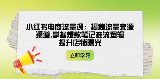 小红书电商流量课：揭秘流量来源渠道,掌握爆款笔记推流逻辑,提升店铺曝光-巴七创客网