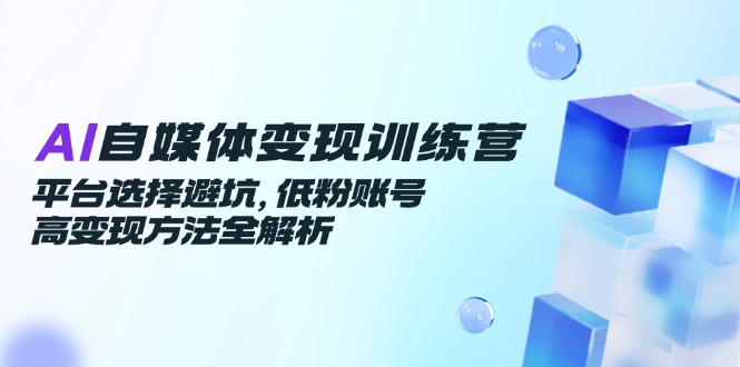 AI自媒体变现训练营，平台选择避坑，低粉账号高变现方法全解析-巴七创客网