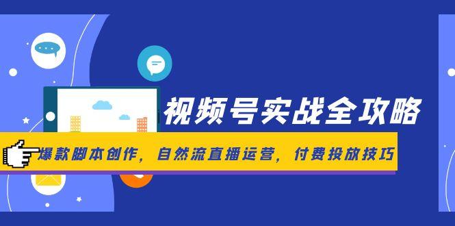 视频号实战全攻略，爆款脚本创作，自然流直播运营，付费投放技巧-巴七创客网
