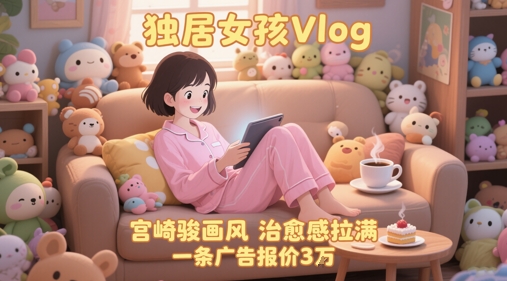单个账号涨粉71W！用AI制作独居女孩Vlog，宫崎骏画风，治愈感拉满，一条广告报价3W-巴七创客网