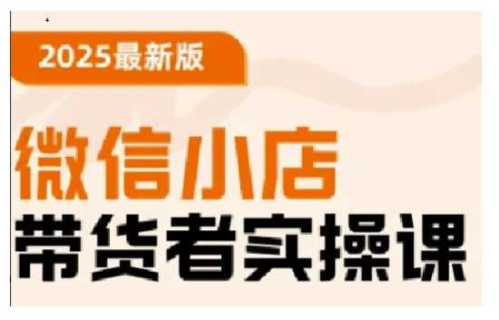 2025最新版微信小店带货者实操课，基础操作到高级运营技巧，快速上手-巴七创客网