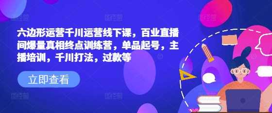 六边形运营千川运营线下课，百业直播间爆量真相终点训练营，单品起号，主播培训，千川打法，过款等-巴七创客网