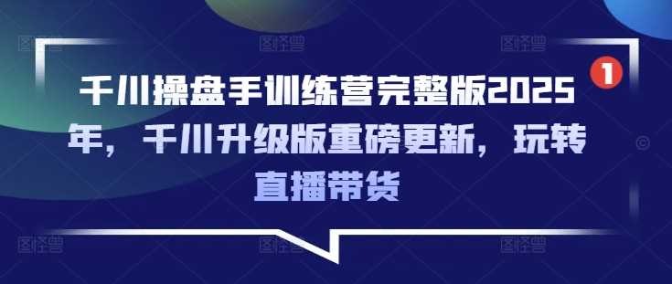 千川操盘手训练营完整版2025年，千川升级版重磅更新，玩转直播带货-巴七创客网