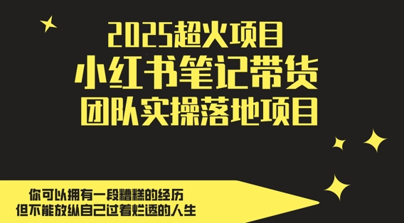 2025超火项目，副业最佳选择，小红书笔记带货团队实操落地项目，，轻松日入5张-巴七创客网