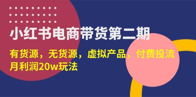 （14186期）小红书电商带货第二期，有货源，无货源，虚拟产品，付费投流，月利润20w-巴七创客网