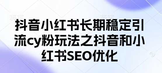 抖音小红书长期稳定引流cy粉玩法之抖音和小红书SEO优化-巴七创客网