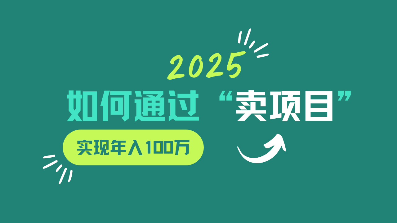 2025年如何通过“卖项目”实现年入100w-巴七创客网