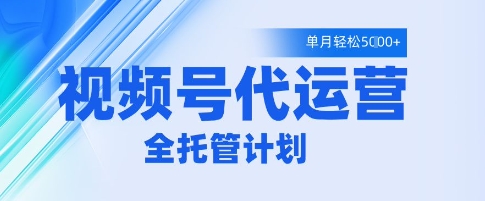 视频号代运营2.0，全程托管招募，单月轻松变现5k【揭秘】-巴七创客网