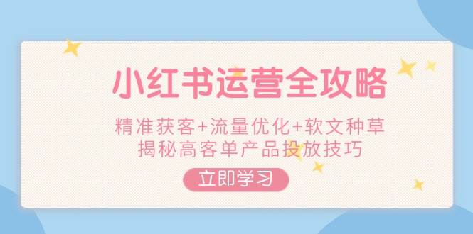 小红书运营全攻略，精准获客+流量优化+软文种草，揭秘高客单产品投放技巧-巴七创客网