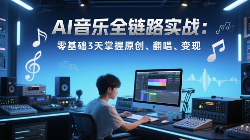 AI音乐全链路实战变现课：零基础3天掌握原创、翻唱、变现-巴七创客网