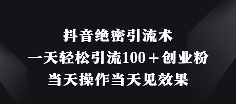 抖音绝密引流术，一天轻松引流100+创业粉，当天操作当天见效果-巴七创客网