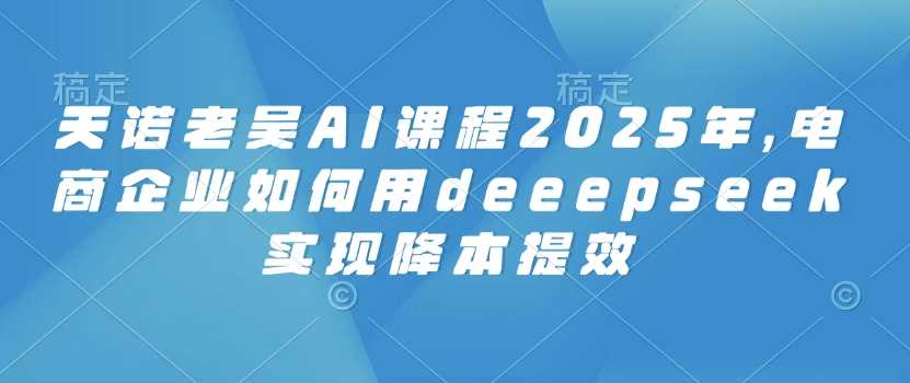 天诺老吴AI课程2025年，电商企业如何用deeepseek实现降本提效-巴七创客网