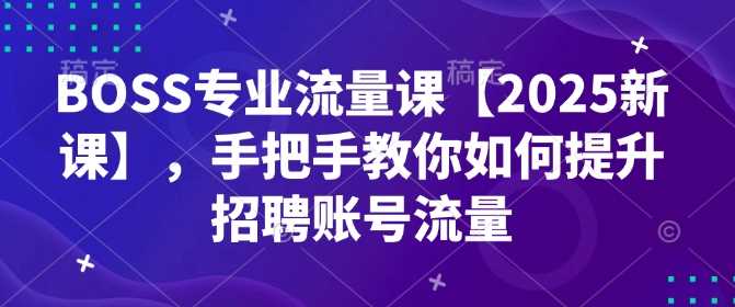 BOSS专业流量课【2025新课】，手把手教你如何提升招聘账号流量-巴七创客网