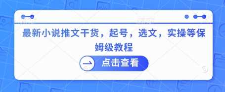 最新小说推文干货，起号，选文，实操等保姆级教程-巴七创客网