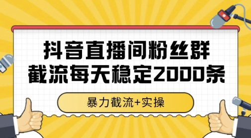 抖音直播间粉丝群暴力截流，一台电脑每天稳定2000条数据，暴力截流+实操 【揭秘】-巴七创客网