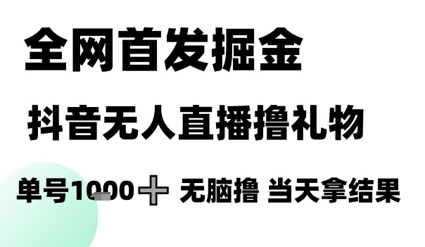 全网首发掘金抖音无人直播撸礼物，单号1k +无脑撸，当天拿结果【揭秘】-巴七创客网