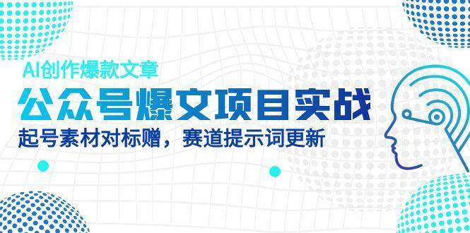 （14709期）公众号爆文项目实战，AI创作爆款文章，起号素材对标赠（附赛道AI提示词）-巴七创客网