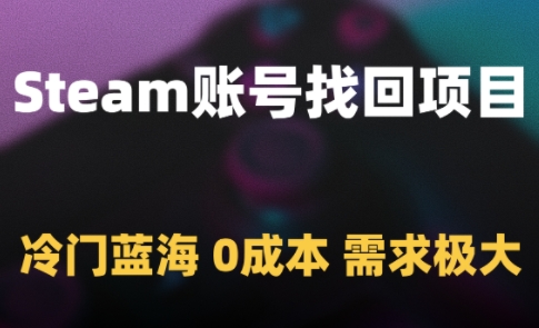 Steam账号找回项目，冷门蓝海，0成本，需求极大-巴七创客网
