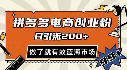 拼多多引流电商创业粉，日引200+，可矩阵放大，做了就有效【揭秘】-巴七创客网