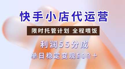 快手小店代运营，限时托管计划，收益55分，单日稳定变现多张【揭秘】-巴七创客网