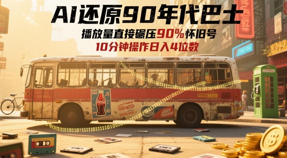 AI还原90年代巴士，一帧就让70后泪崩，播放量直接碾压90%怀旧号，每天操作十分钟，日入四位数-巴七创客网