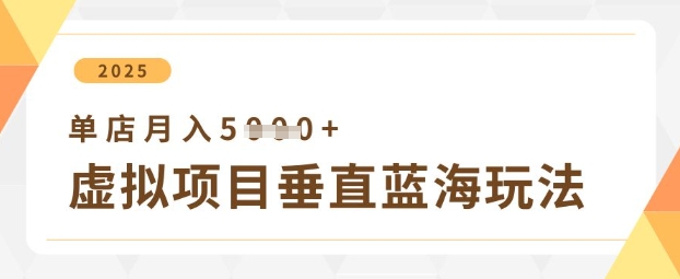 虚拟项目垂直玩法，实现单店月入5k+-巴七创客网