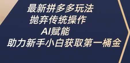 最新拼多多玩法，抛弃传统操作，AI赋能，助力新手小白获取第一桶金-巴七创客网