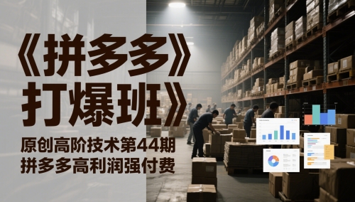《拼多多打爆班》原创高阶技术第44期，拼多多高利润强付费-巴七创客网