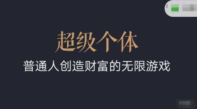 超级个体2024-2025翻盘指南，普通人创造财富的无限游戏-巴七创客网