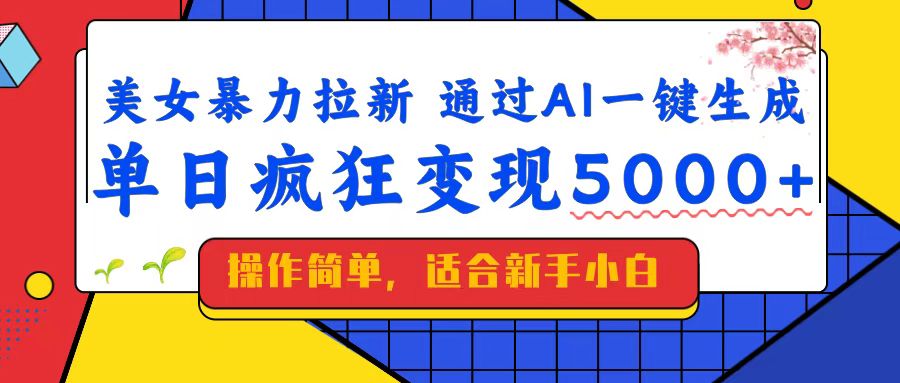 （14347期）美女暴力拉新，通过AI一键生成，单日疯狂变现5000+，纯小白一学就会！-巴七创客网
