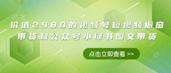 价值2980的视频号短视频橱窗带货和公众号小绿书图文带货-巴七创客网