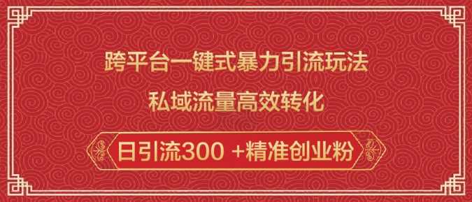 跨平台一键式暴力引流玩法，私域流量高效转化日引流300 +精准创业粉-巴七创客网