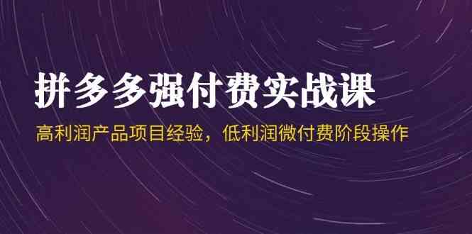 拼多多强付费实战课-44期，高利润产品项目经验，低利润微付费阶段操作-巴七创客网